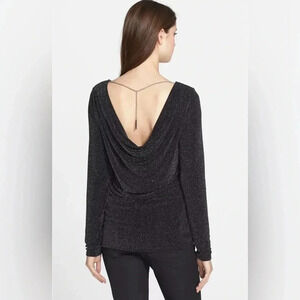 Michael Kors/ Silver chain detail/ Cowl neck back/ Metallic top/ Size  US L